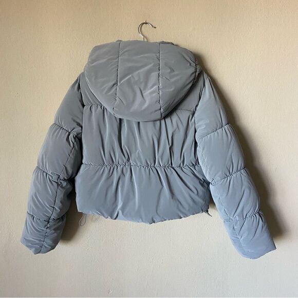Zara Anorak Gray Puffer Water Repellent Cropped Size XS - Picture 7 of 9